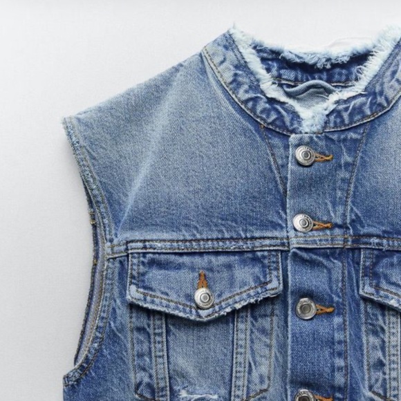 𝗡𝗪𝗧 𝗭𝗮𝗿𝗮 • The Cropped Denim Vest - Picture 8 of 14